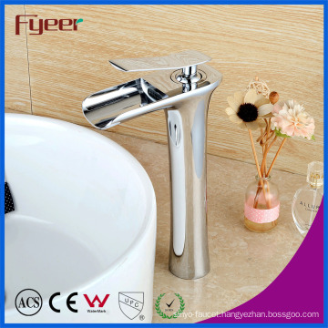 Fyeer New High Body Single Handle Brass Waterfall Basin Faucet